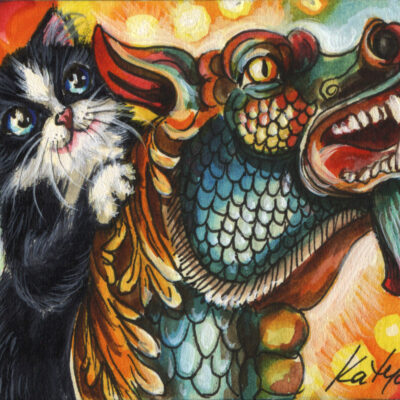 Cat on Dragon Carousel by Katya Bazhlekova