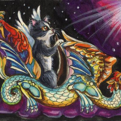 Cat on Dragon Carousel 2 - by Katya Bazhlekova