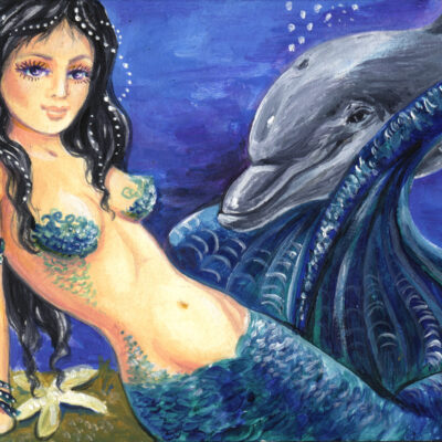 Mermaid with Dolphin - by Katya Bazhlekova