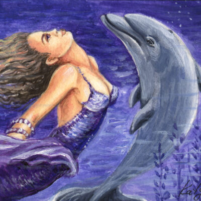 Mermaid with Dolphin 2 - by Katya Bazhlekova