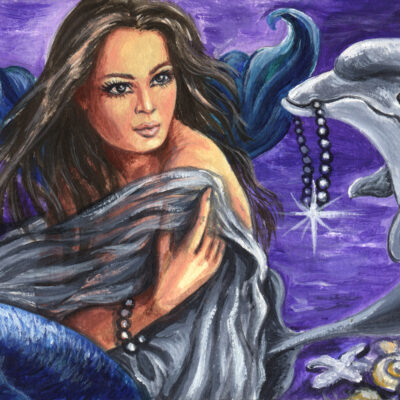Mermaid with Dolphin 4 - by Katya Bazhlekova