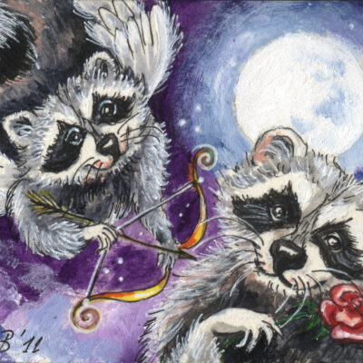 Cupid Raccoon by Katya Bazhlekova