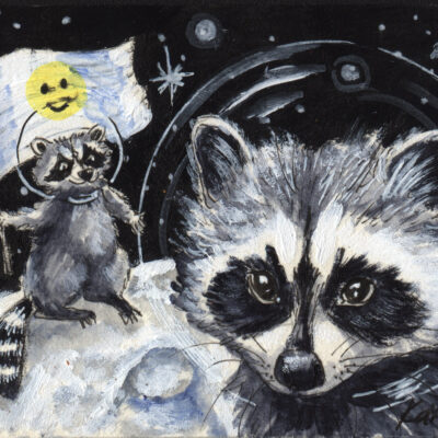Raccoon on the Moon by Katya Bazhlekova