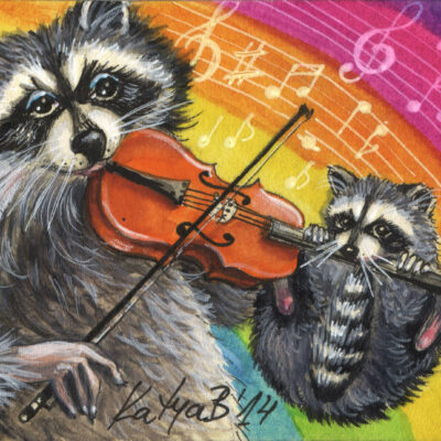 Mom playing on violin by Katya Bazhlekova